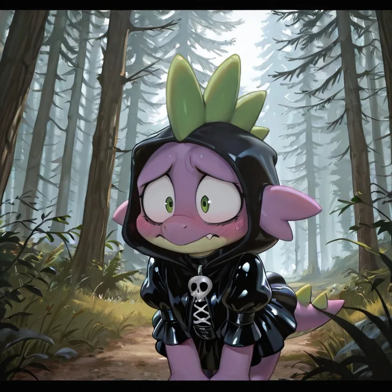 MLP Cartoon Spike in Goth Attire