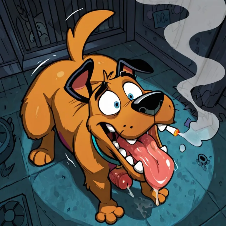 Courage the Cowardly Dog in Stoner Pose