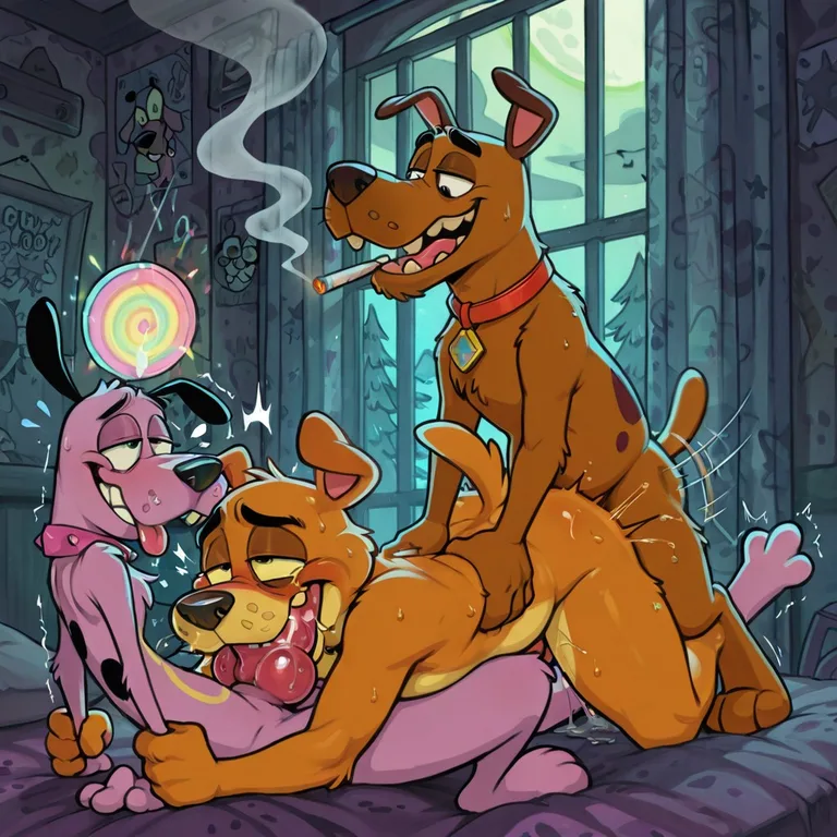 Furry Gangbang Scene with Scooby Doo and Courage