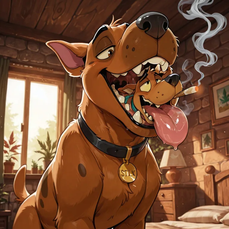 Scooby Doo and Courage Sharing a Cozy Moment
