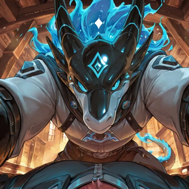 Cyan-Eyed Dragon With Robust Bone Structure And Long Snout