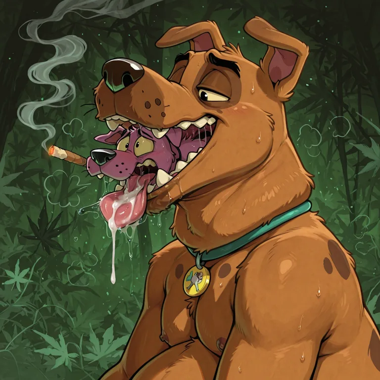 Stoned Courage the Cowardly Dog Engaging in Adult Play