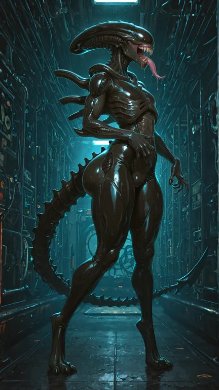 Alien Insectoid in Submarine Chamber