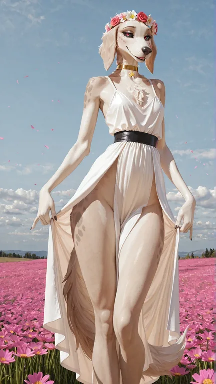 Enchanting Borzoi Beauty in Flowery Meadow