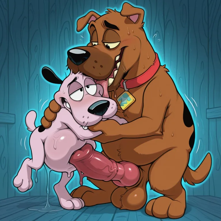 A Courage the Cowardly Dog and Scooby-Doo Anthro Couple in a Romantic Ambiance