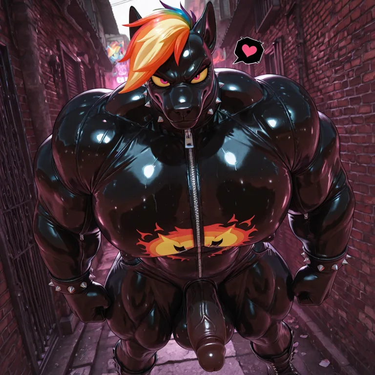 Rainbow Dash Punk Stalks a Dark Alley
