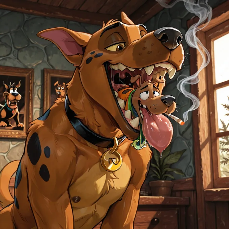 Scooby and Courage in a Cozy Den Duo