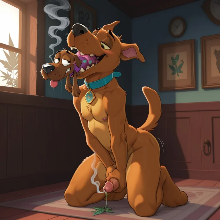 Scooby and Courage Share a Quiet Moment Outdoors