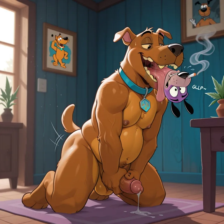 Scooby and Courage Sharing a Quiet Moment in the Woods Scooby Doo