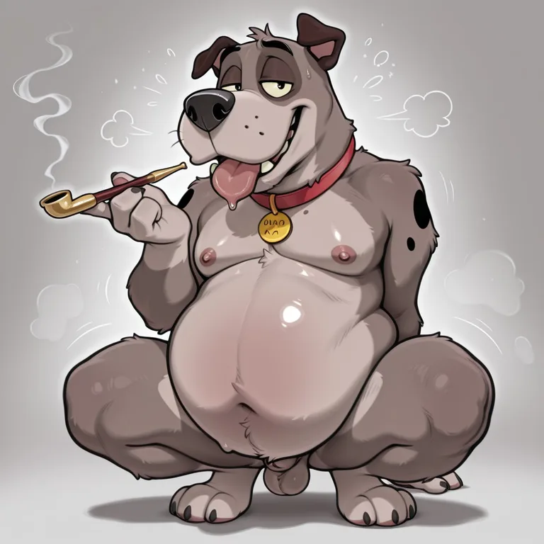Courage the Cowardly Dog Lazing With a Pipe