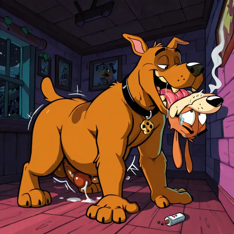 Scooby And Courage In A Cartoon Chase