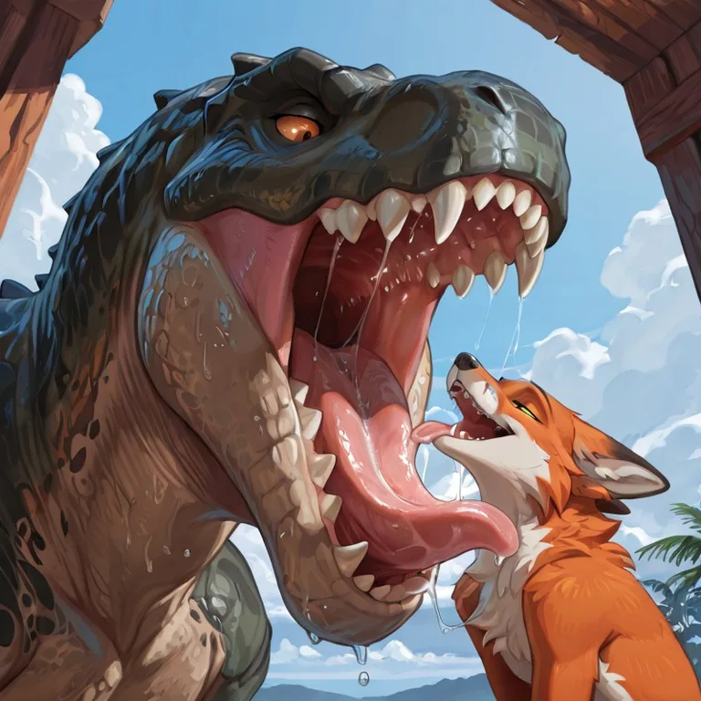 Predatory T-Rex with Fox in Mouth