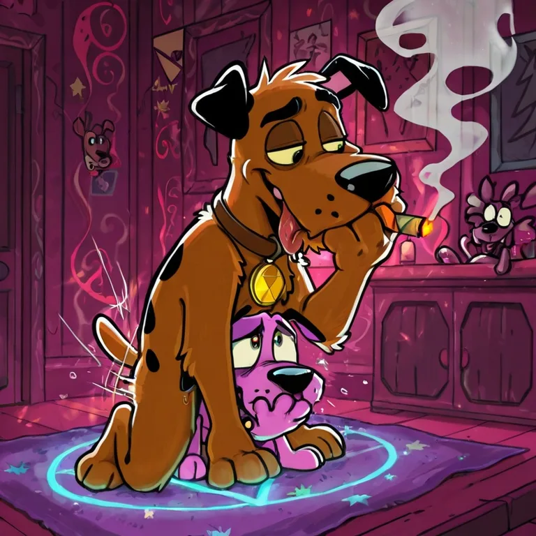 Courage the Cowardly Dog in Intimate Stoner Moment
