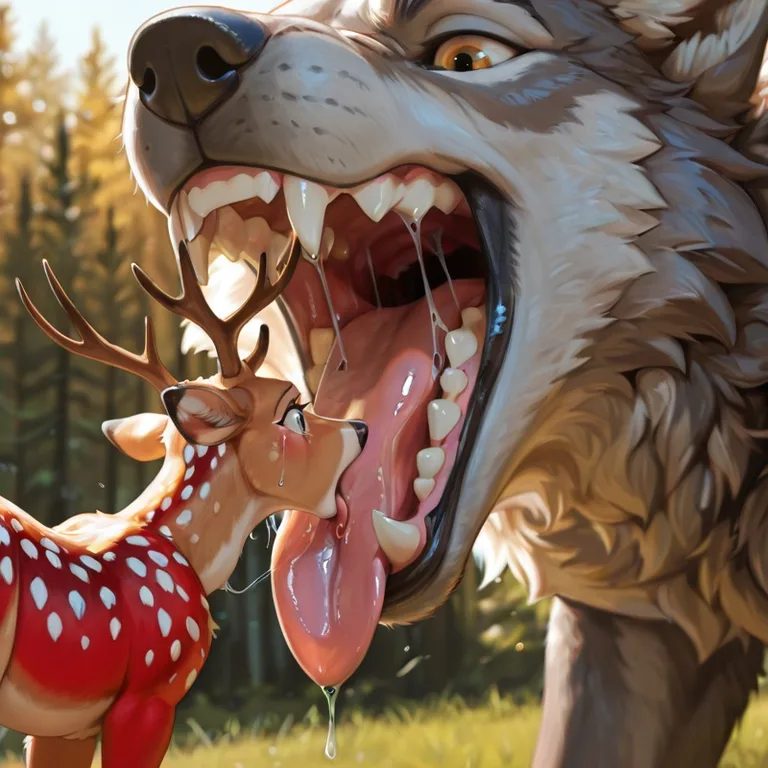 Predator's Grasp: Wolf Captures Deer