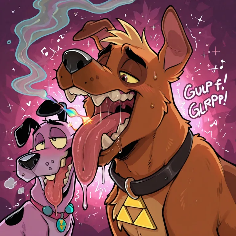 Whimsical Stoner Dogs in Romantic Ambiance