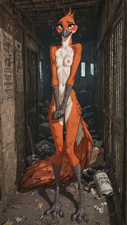 Winter-Scarred Pheasant in Ruined Warehouse