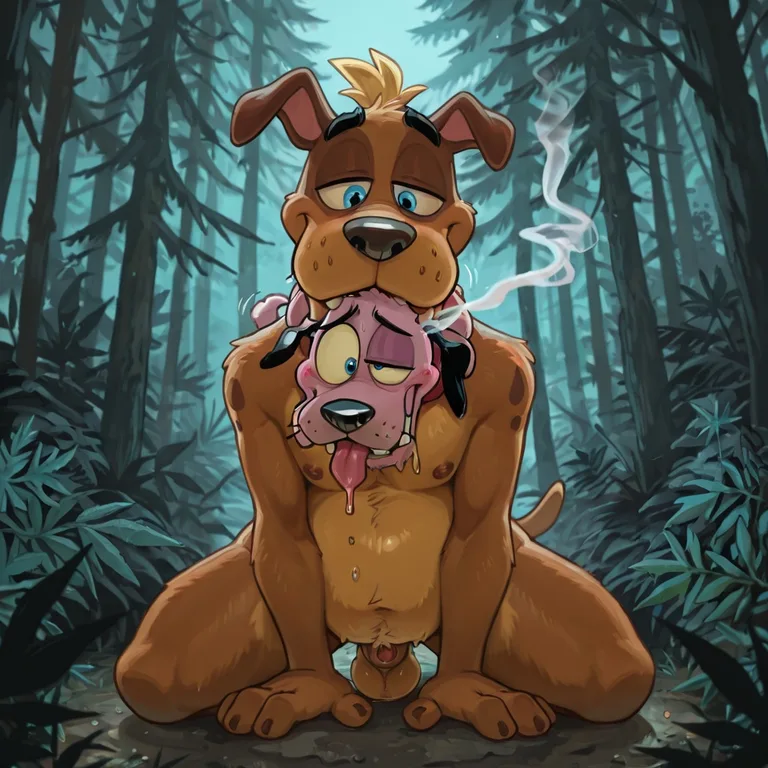 Courage the Cowardly Dog as a Nude Anthro Character