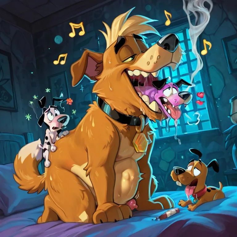 Courage the Cowardly Dog in Neon Orgy Scene