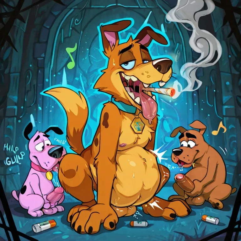 Courage the Cowardly Dog in Rainbow Vore Orgy