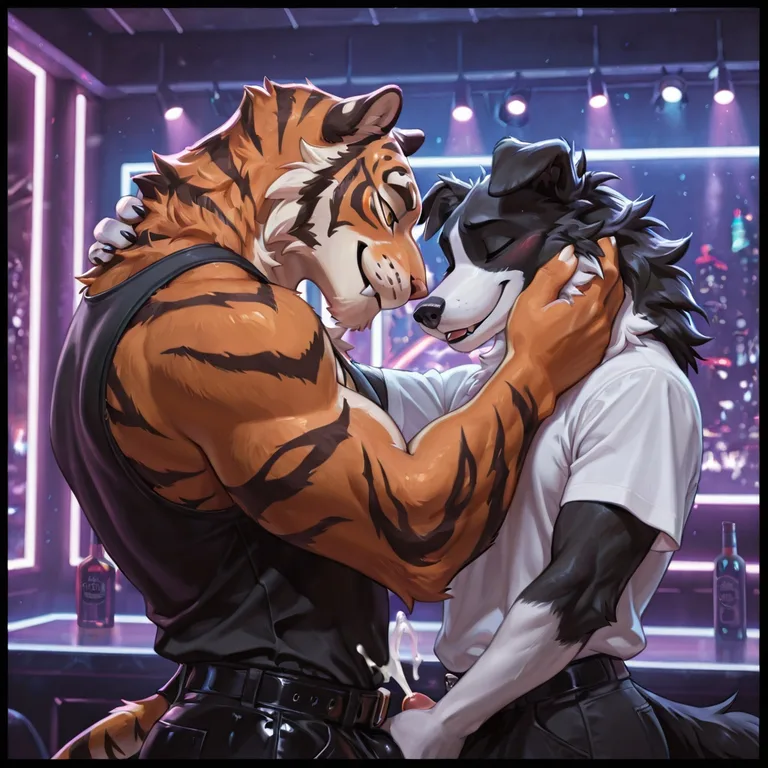 Dominant Tiger and Collie Dancing in Nightclub