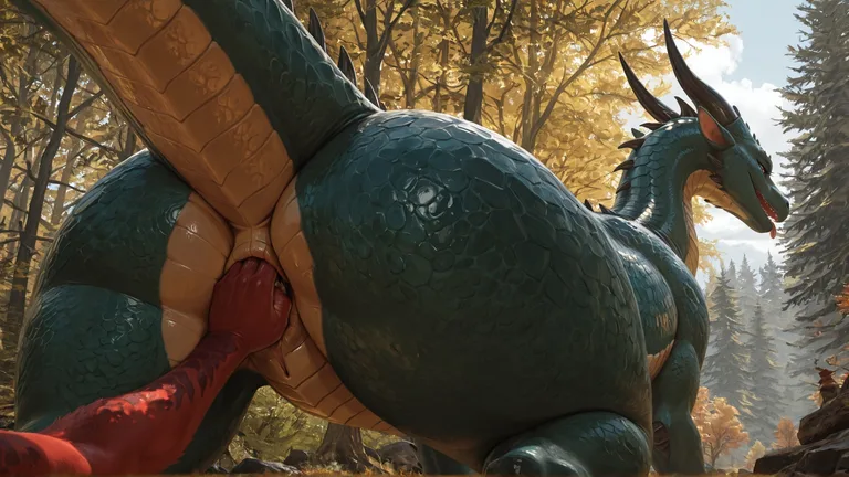 Two Dragons Embracing Passionately