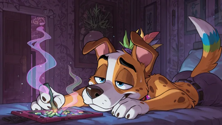 Courageous Stoner Fox with Neon Fur