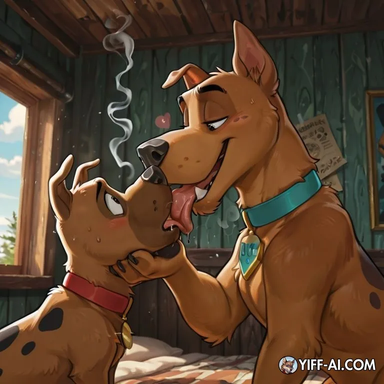 Courageous Canine Couple Sharing Intimate Moment