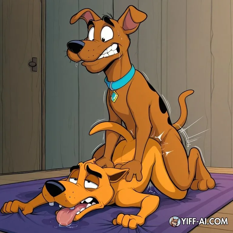 Courage and Scooby in Passionate Embrace