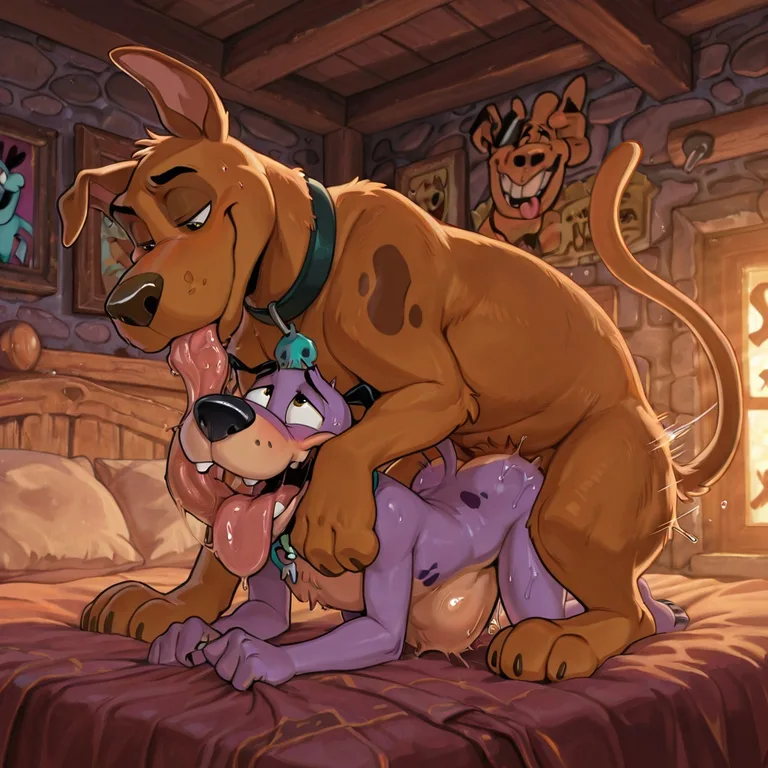 Scooby Doo and Courage Engage in Intimate Scene
