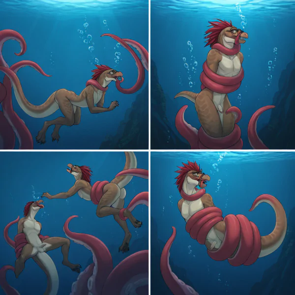 Alien Creature Submerged with Tentacles