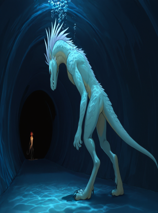 Alien Creature in Underwater Tunnel