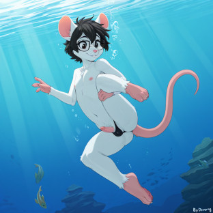 Mouse in Underwater Posing Scene