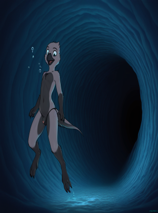 Crow in Underwater Cavern