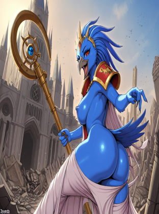 Lord of Change Amidst Ruined Cathedral