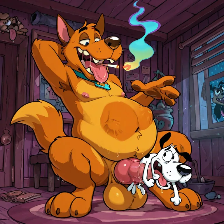 Anthro Courage the Cowardly Dog Swallowing Scooby Doo