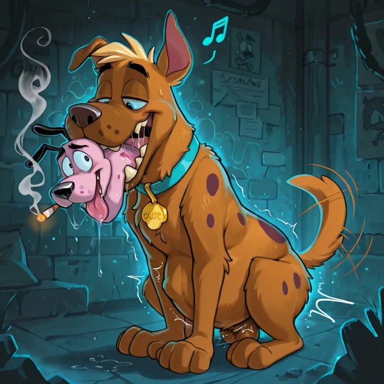Courage the Cowardly Dog in Rainbow Vore Orgy