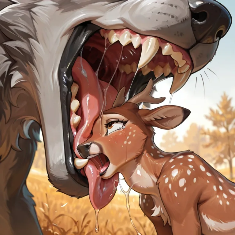 Feral Wolf Predating on Deer