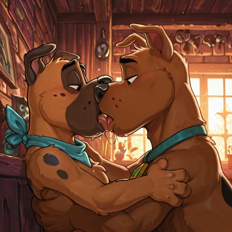 Courage and Scooby Sharing a Tender Moment