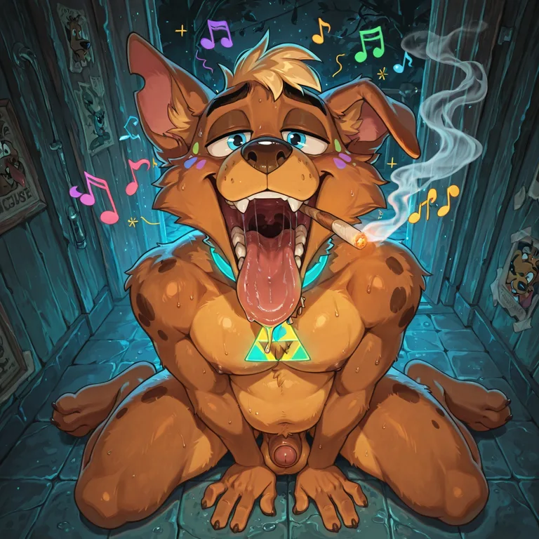 Courageous Anthro Foxes in Neon Landscape