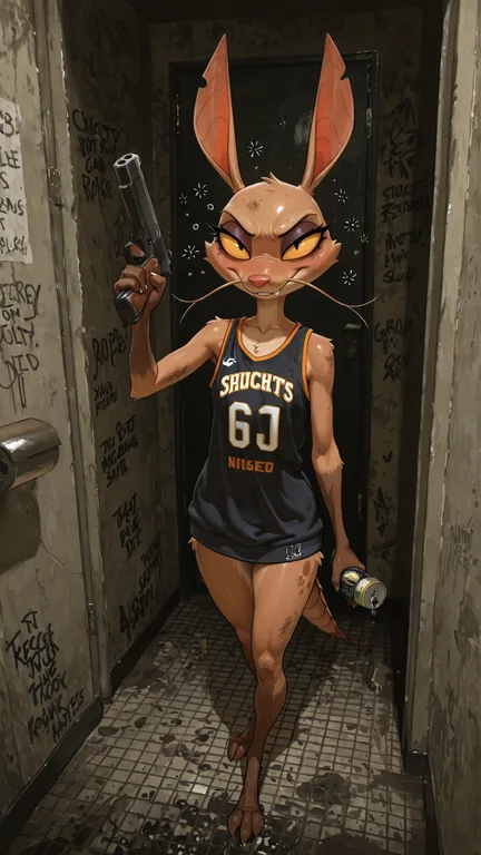 Intimidating Cricket Hybrid Robber in Restroom
