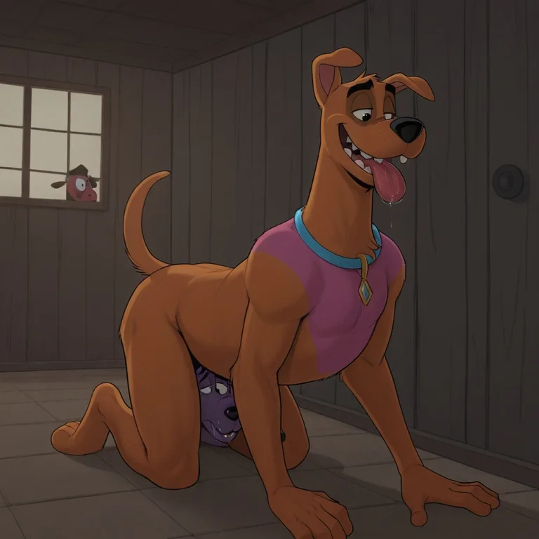Courage the Cowardly Dog and Scooby Doo Engage in Playful Banter