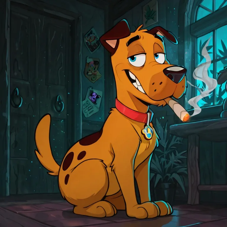 Courage the Cowardly Dog as a Stoned Anthro