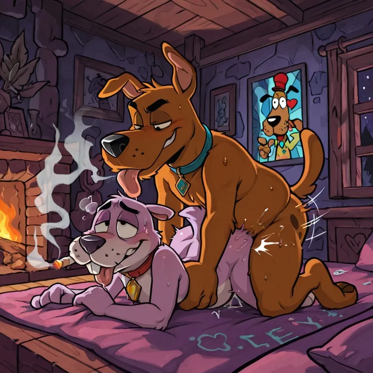 Courage the Cowardly Dog with Stoned Animal Friends