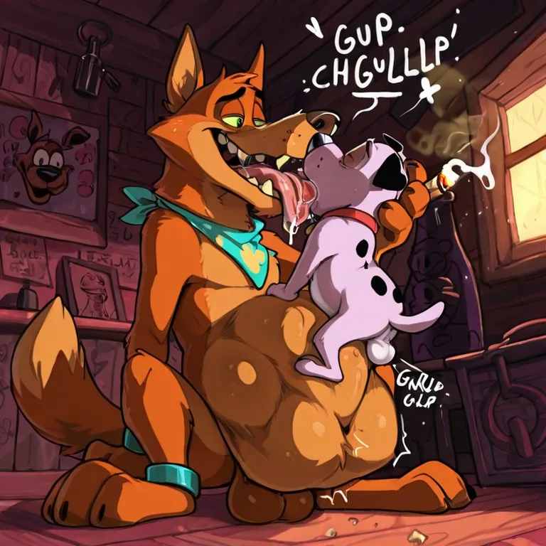 Courage the Cowardly Dog in Surreal Scene
