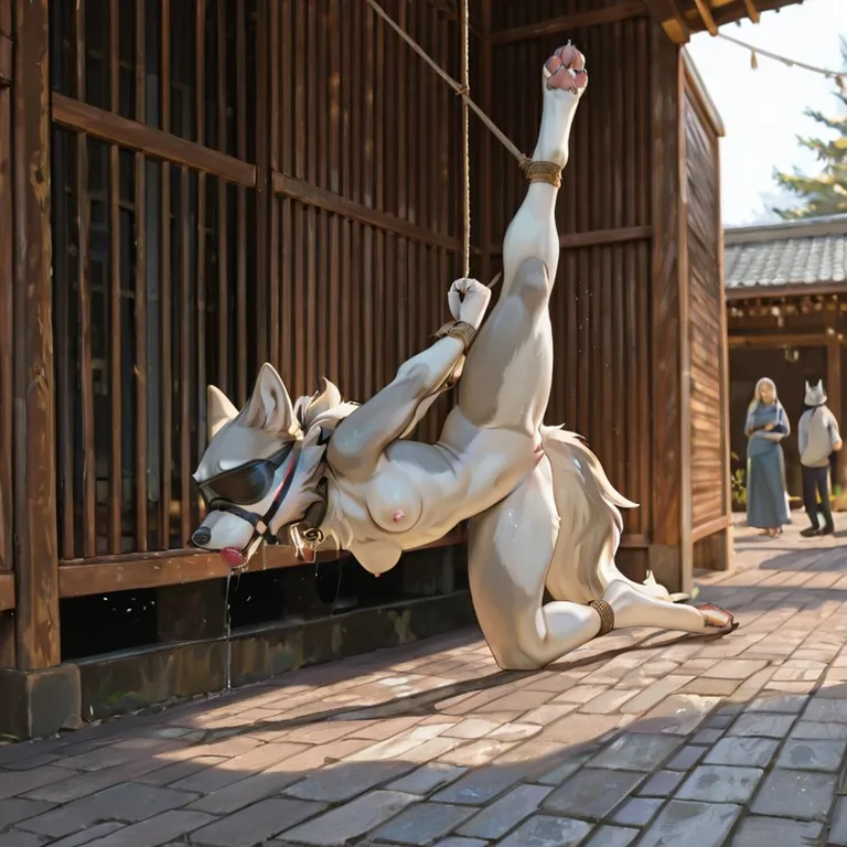 Wolf in Public Bondage Display