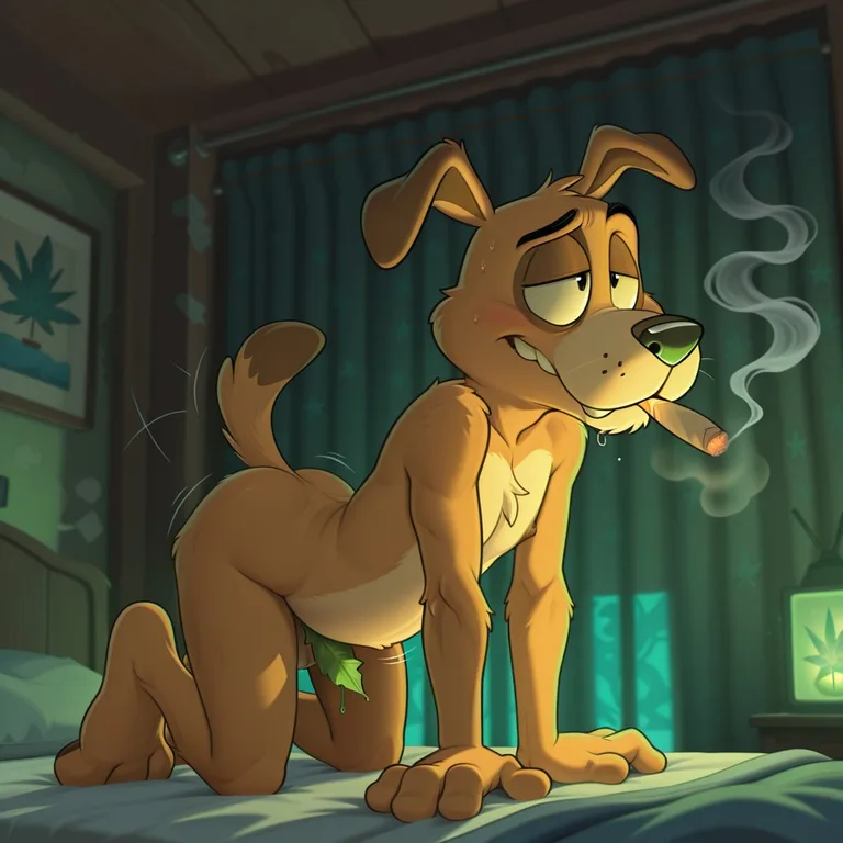 Stoned Cowardly Dog Blazing in the Dark