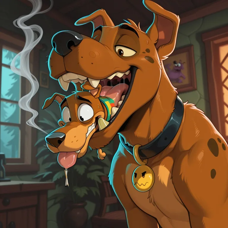 Scooby and Courage in a Quirky Predicament