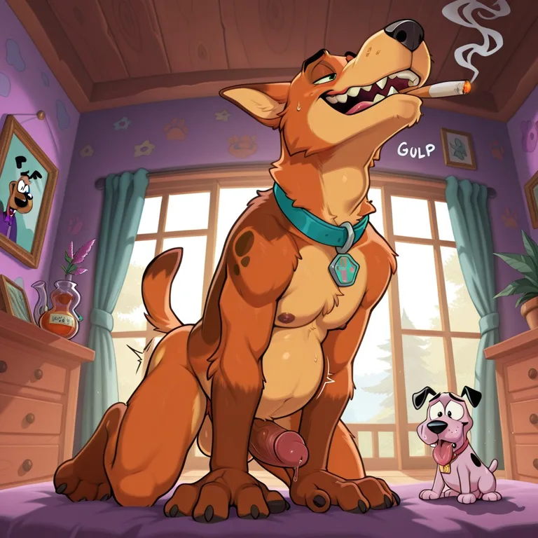Courage And Scooby Sharing A Relaxing Smoke
