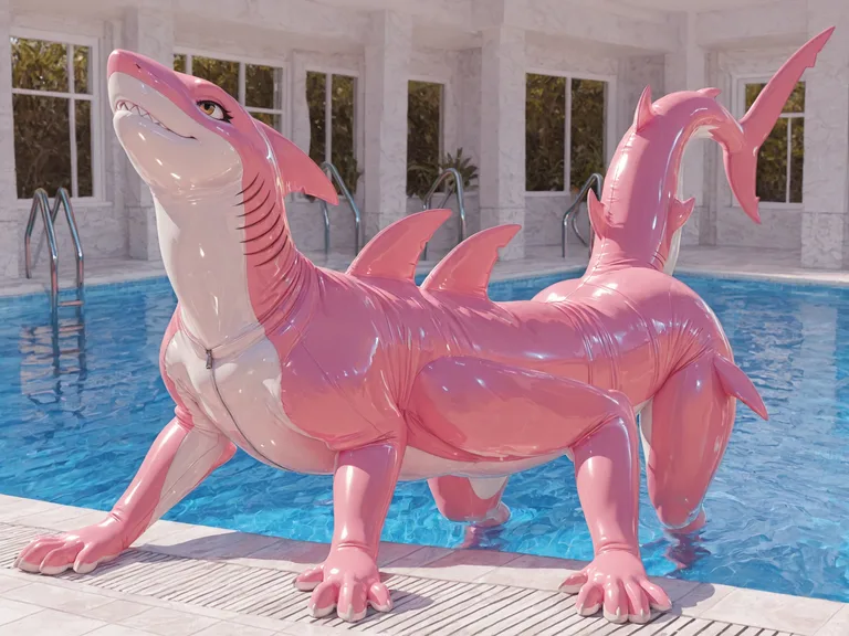 Poolside Shark Inflatable Lounging