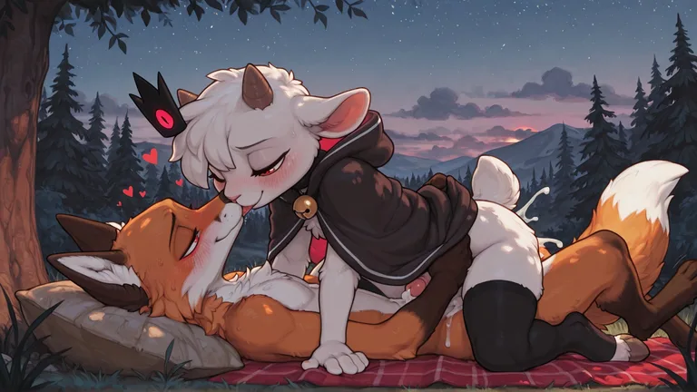  (by snowskau:1.6), male/male, hair, (lamb_(cult_of_the_lamb